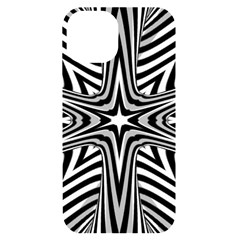 Fractal Star Mandala Black And White Iphone 14 Black Uv Print Case