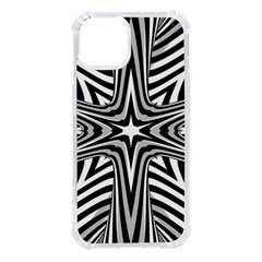 Fractal Star Mandala Black And White Iphone 14 Tpu Uv Print Case by Semog4