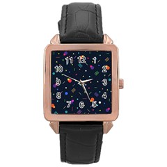 Abstract Minimalism Digital Art Abstract Rose Gold Leather Watch  by Semog4