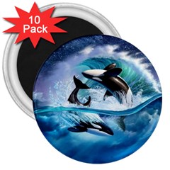 Orca Wave Water Underwater Sky 3  Magnets (10 Pack)  by Semog4