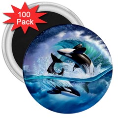 Orca Wave Water Underwater Sky 3  Magnets (100 Pack) by Semog4