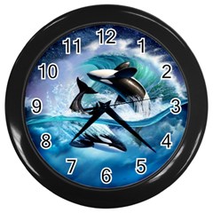 Orca Wave Water Underwater Sky Wall Clock (black) by Semog4