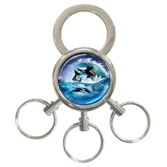 Orca Wave Water Underwater Sky 3-ring Key Chain by Semog4