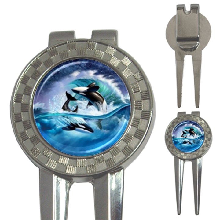 Orca Wave Water Underwater Sky 3-in-1 Golf Divots