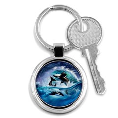 Orca Wave Water Underwater Sky Key Chain (round) by Semog4