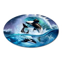 Orca Wave Water Underwater Sky Oval Magnet by Semog4