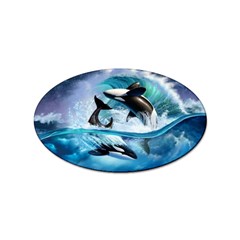 Orca Wave Water Underwater Sky Sticker Oval (10 Pack) by Semog4