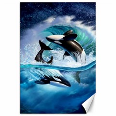 Orca Wave Water Underwater Sky Canvas 20  X 30  by Semog4