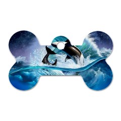 Orca Wave Water Underwater Sky Dog Tag Bone (two Sides) by Semog4