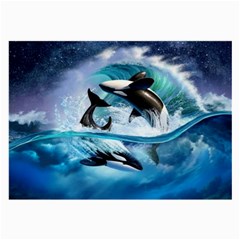 Orca Wave Water Underwater Sky Large Glasses Cloth (2 Sides) by Semog4