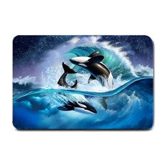 Orca Wave Water Underwater Sky Small Doormat by Semog4