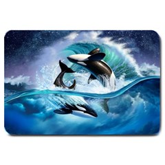 Orca Wave Water Underwater Sky Large Doormat by Semog4