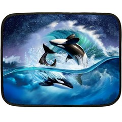 Orca Wave Water Underwater Sky Fleece Blanket (mini) by Semog4