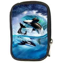 Orca Wave Water Underwater Sky Compact Camera Leather Case by Semog4