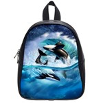 Orca Wave Water Underwater Sky School Bag (Small) Front