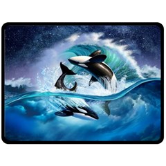 Orca Wave Water Underwater Sky Fleece Blanket (large) by Semog4