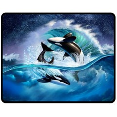 Orca Wave Water Underwater Sky Fleece Blanket (medium) by Semog4