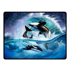 Orca Wave Water Underwater Sky Fleece Blanket (small) by Semog4