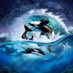 Orca Wave Water Underwater Sky Play Mat (square) by Semog4