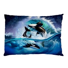 Orca Wave Water Underwater Sky Pillow Case (two Sides) by Semog4