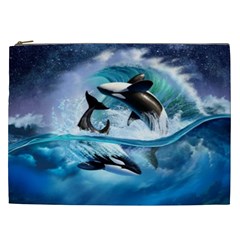 Orca Wave Water Underwater Sky Cosmetic Bag (xxl) by Semog4