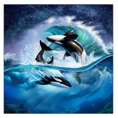 Orca Wave Water Underwater Sky Square Satin Scarf (36  X 36 ) by Semog4