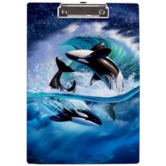 Orca Wave Water Underwater Sky A4 Acrylic Clipboard by Semog4