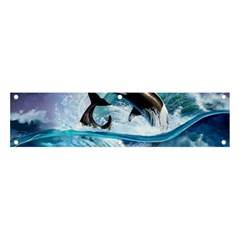 Orca Wave Water Underwater Sky Banner And Sign 4  X 1  by Semog4