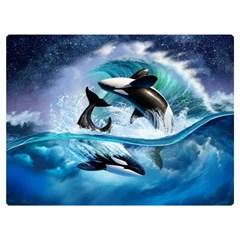 Orca Wave Water Underwater Sky Premium Plush Fleece Blanket (extra Small)