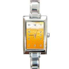 Texture Pattern Macro Glass Of Beer Foam White Yellow Rectangle Italian Charm Watch by Semog4