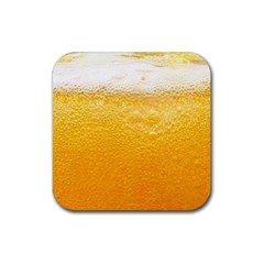 Texture Pattern Macro Glass Of Beer Foam White Yellow Rubber Coaster (square) by Semog4