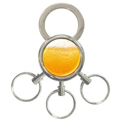 Texture Pattern Macro Glass Of Beer Foam White Yellow 3-ring Key Chain by Semog4