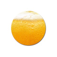 Texture Pattern Macro Glass Of Beer Foam White Yellow Magnet 3  (round) by Semog4