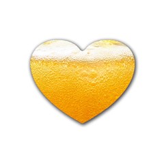 Texture Pattern Macro Glass Of Beer Foam White Yellow Rubber Heart Coaster (4 Pack) by Semog4