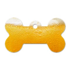 Texture Pattern Macro Glass Of Beer Foam White Yellow Dog Tag Bone (one Side) by Semog4