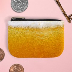 Texture Pattern Macro Glass Of Beer Foam White Yellow Mini Coin Purse by Semog4