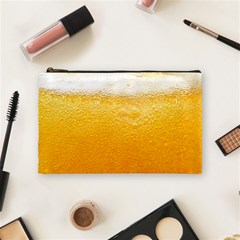 Texture Pattern Macro Glass Of Beer Foam White Yellow Cosmetic Bag (medium) by Semog4