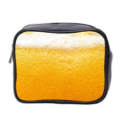 Texture Pattern Macro Glass Of Beer Foam White Yellow Mini Toiletries Bag (two Sides) by Semog4