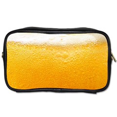 Texture Pattern Macro Glass Of Beer Foam White Yellow Toiletries Bag (one Side) by Semog4