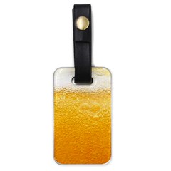 Texture Pattern Macro Glass Of Beer Foam White Yellow Luggage Tag (one Side) by Semog4