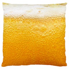 Texture Pattern Macro Glass Of Beer Foam White Yellow Large Cushion Case (two Sides) by Semog4