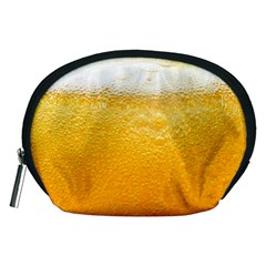 Texture Pattern Macro Glass Of Beer Foam White Yellow Accessory Pouch (medium) by Semog4