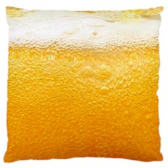 Texture Pattern Macro Glass Of Beer Foam White Yellow Standard Premium Plush Fleece Cushion Case (two Sides) by Semog4