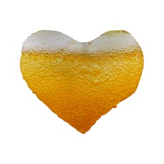 Texture Pattern Macro Glass Of Beer Foam White Yellow Standard 16  Premium Flano Heart Shape Cushions by Semog4