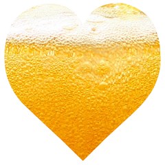 Texture Pattern Macro Glass Of Beer Foam White Yellow Wooden Puzzle Heart by Semog4