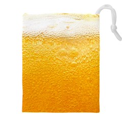 Texture Pattern Macro Glass Of Beer Foam White Yellow Drawstring Pouch (4xl) by Semog4