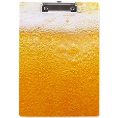 Texture Pattern Macro Glass Of Beer Foam White Yellow A4 Acrylic Clipboard by Semog4