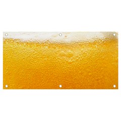 Texture Pattern Macro Glass Of Beer Foam White Yellow Banner And Sign 4  X 2  by Semog4