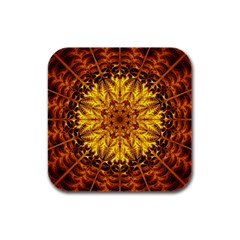 Abstract Gold Mandala Yellow Rubber Square Coaster (4 Pack) by Semog4