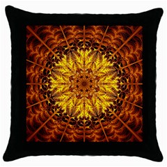 Abstract Gold Mandala Yellow Throw Pillow Case (black) by Semog4